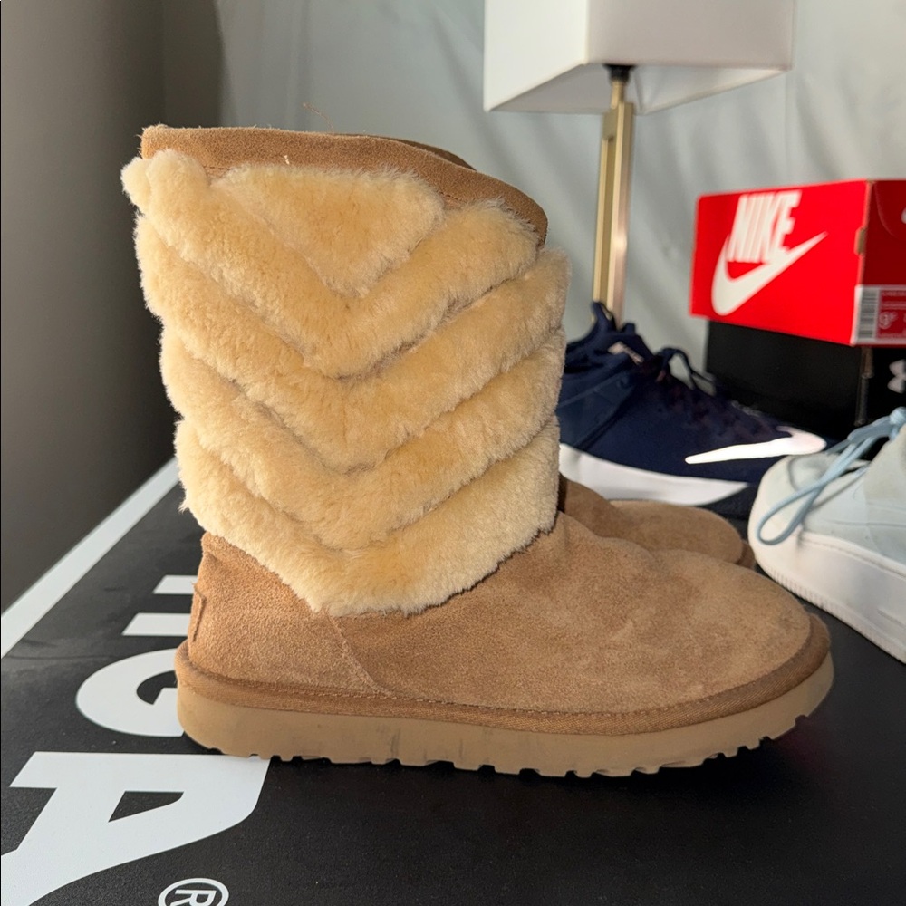 UGG Tan Fur-Lined Winter Boots